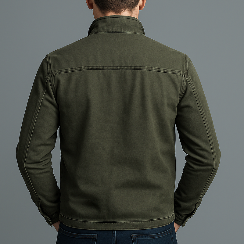 Canvas Jacket Men Zip Lightweight Outerwear Coat
