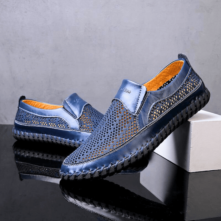 Men’s Leather Perforated Breathable Slip-On Loafers
