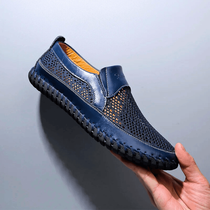Men’s Leather Perforated Breathable Slip-On Loafers