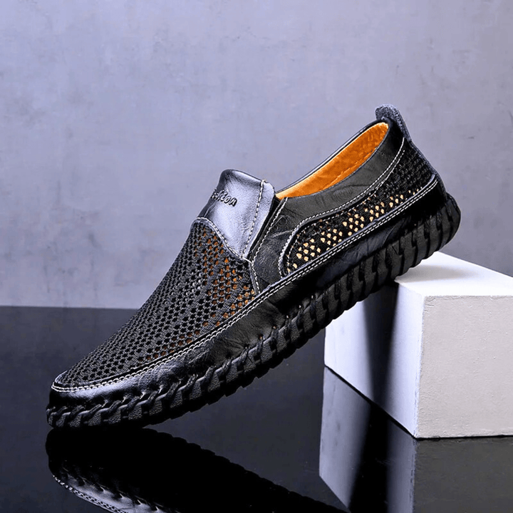 Men’s Leather Perforated Breathable Slip-On Loafers