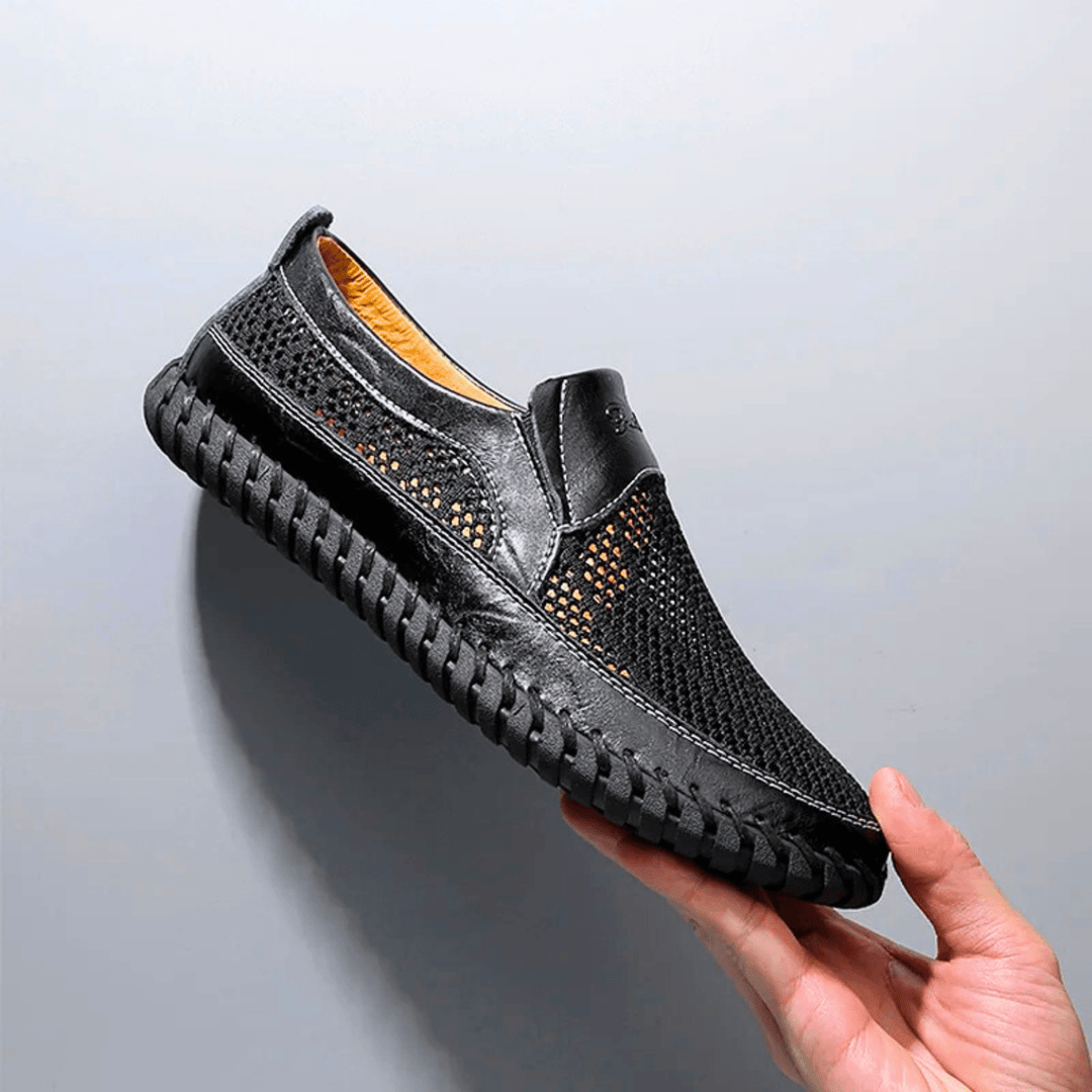Men’s Leather Perforated Breathable Slip-On Loafers