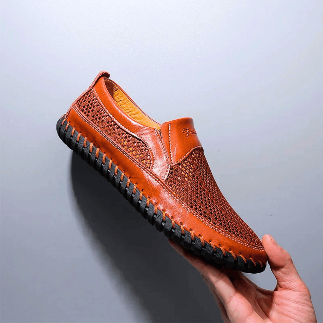 Men’s Leather Perforated Breathable Slip-On Loafers