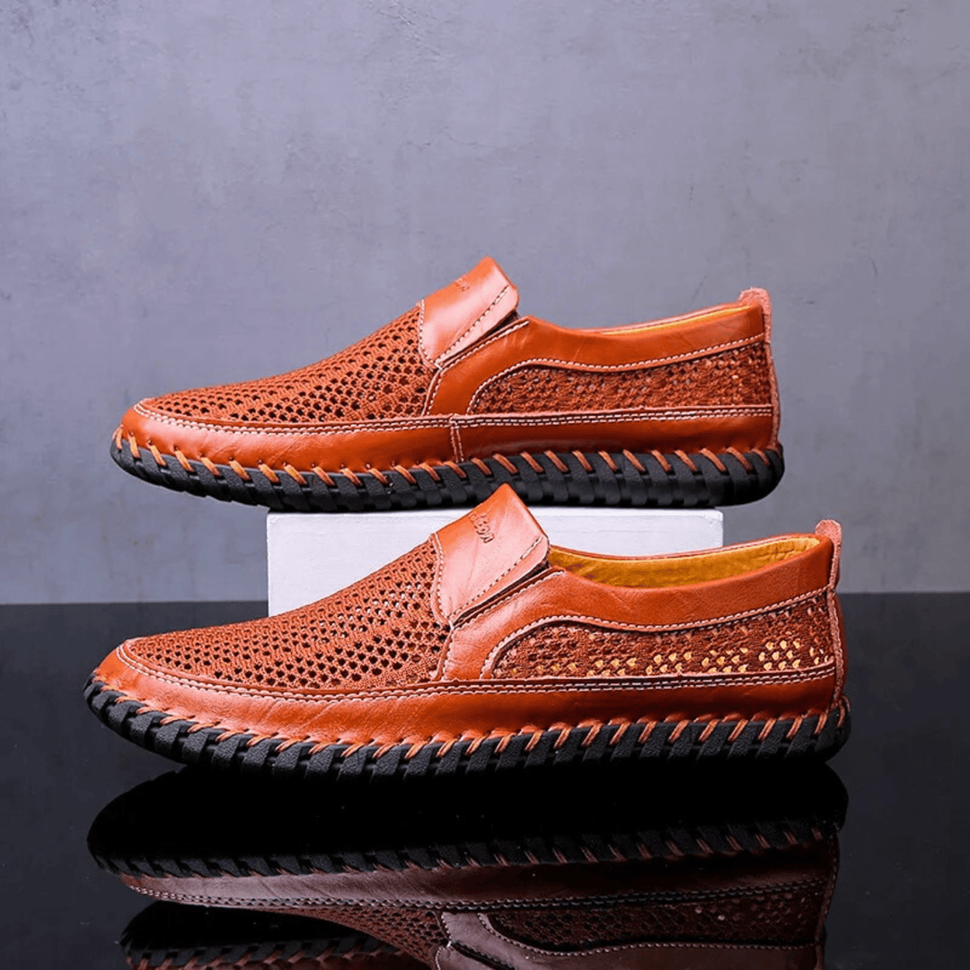 Men’s Leather Perforated Breathable Slip-On Loafers