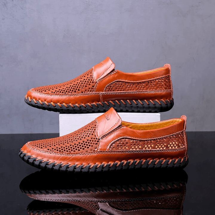 Men’s Leather Perforated Breathable Slip-On Loafers