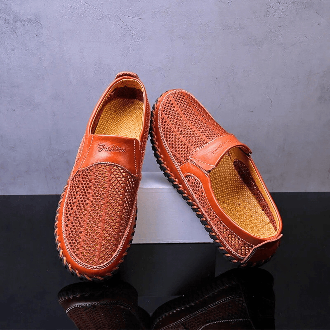 Men’s Leather Perforated Breathable Slip-On Loafers