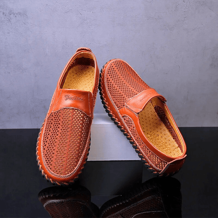 Men’s Leather Perforated Breathable Slip-On Loafers