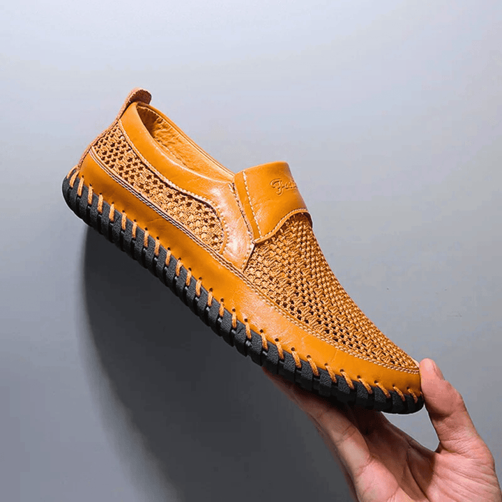 Men’s Leather Perforated Breathable Slip-On Loafers