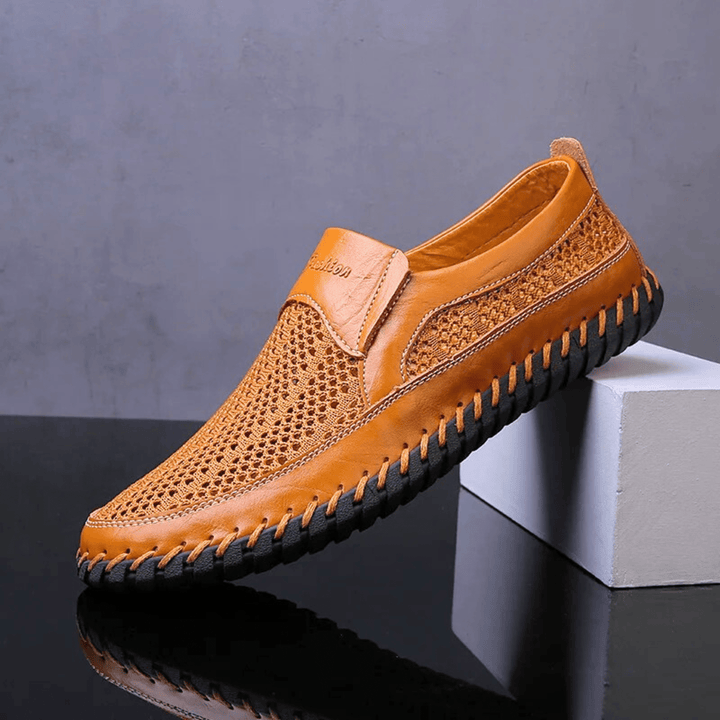 Men’s Leather Perforated Breathable Slip-On Loafers
