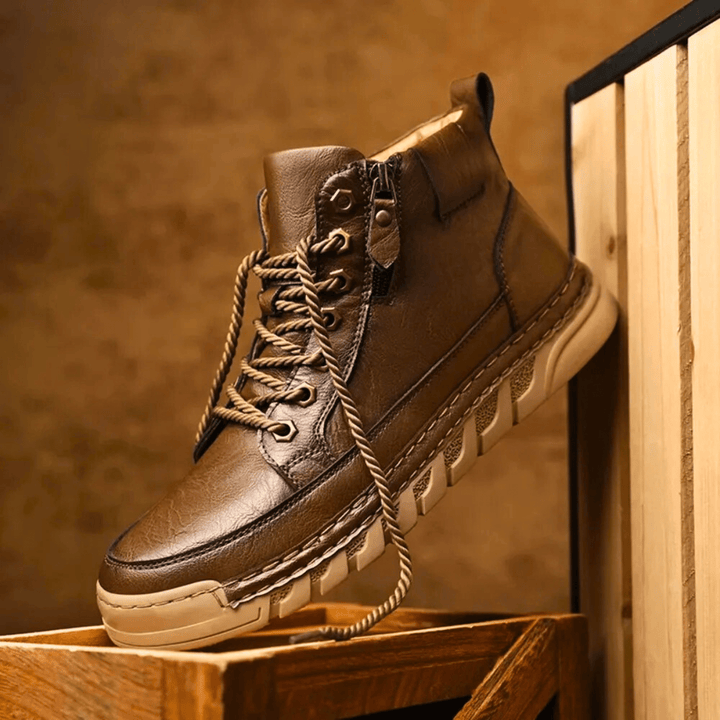 Men's Leather Orthopedic Lace-Up Combat Boots