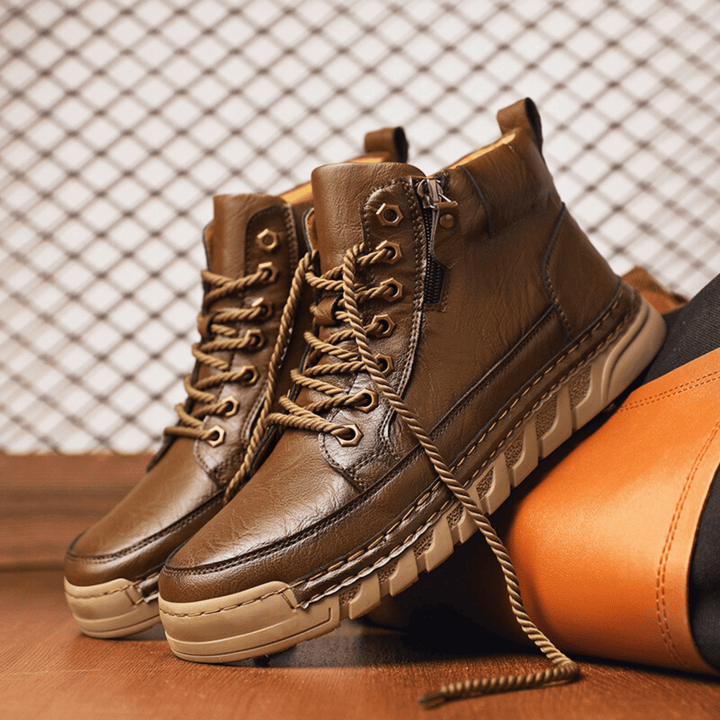 Men's Leather Orthopedic Lace-Up Combat Boots