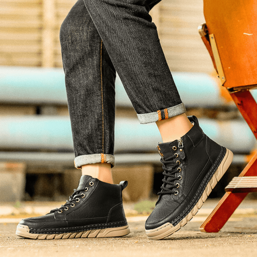Men's Leather Orthopedic Lace-Up Combat Boots