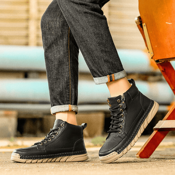 Men's Leather Orthopedic Lace-Up Combat Boots