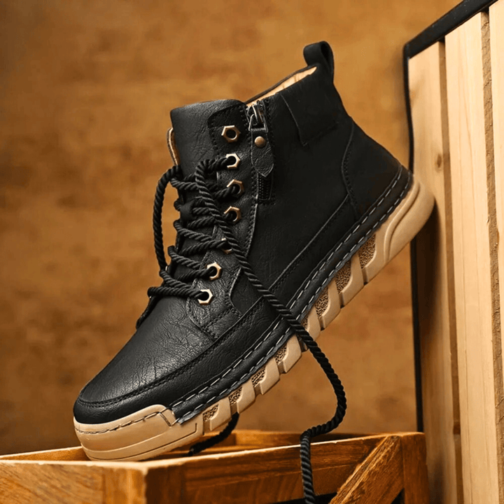 Men's Leather Orthopedic Lace-Up Combat Boots