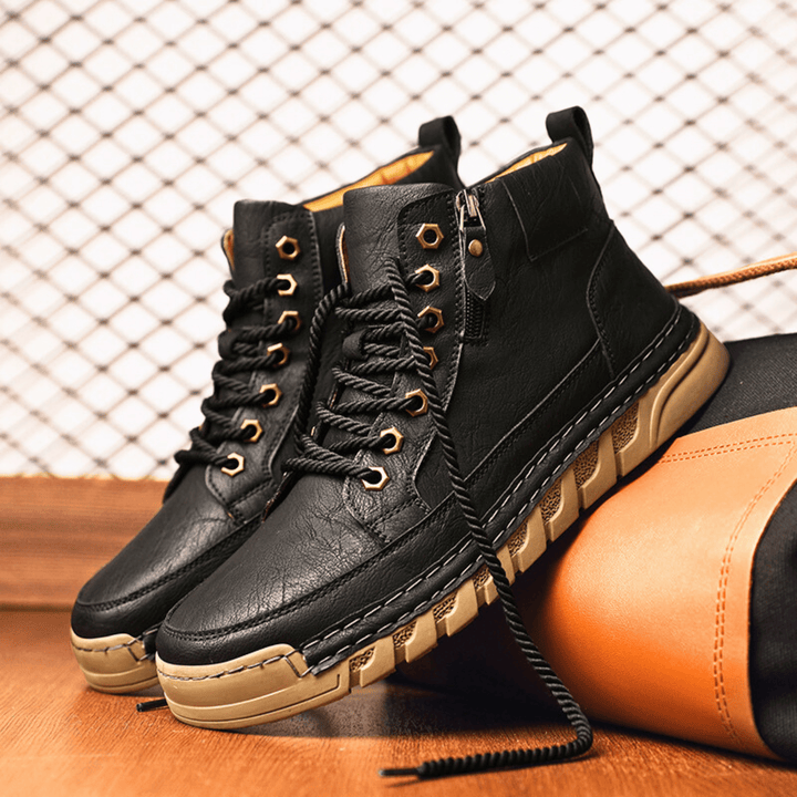 Men's Leather Orthopedic Lace-Up Combat Boots