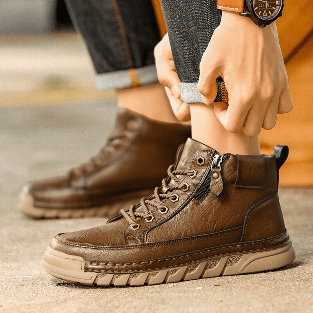 Men's Leather Orthopedic Lace-Up Combat Boots