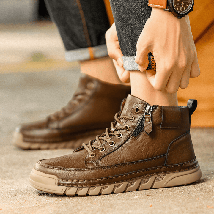 Men's Leather Orthopedic Lace-Up Combat Boots