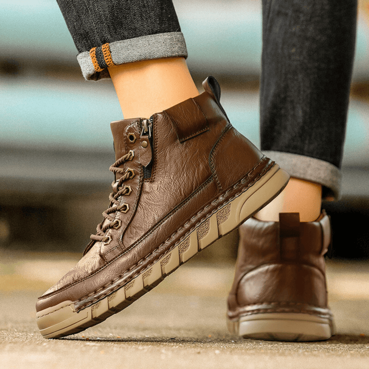 Men's Leather Orthopedic Lace-Up Combat Boots