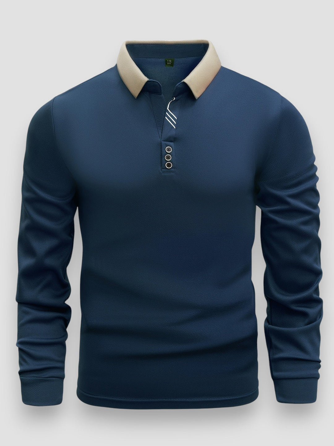 Men's Knit Long Sleeve Polo Shirt Top