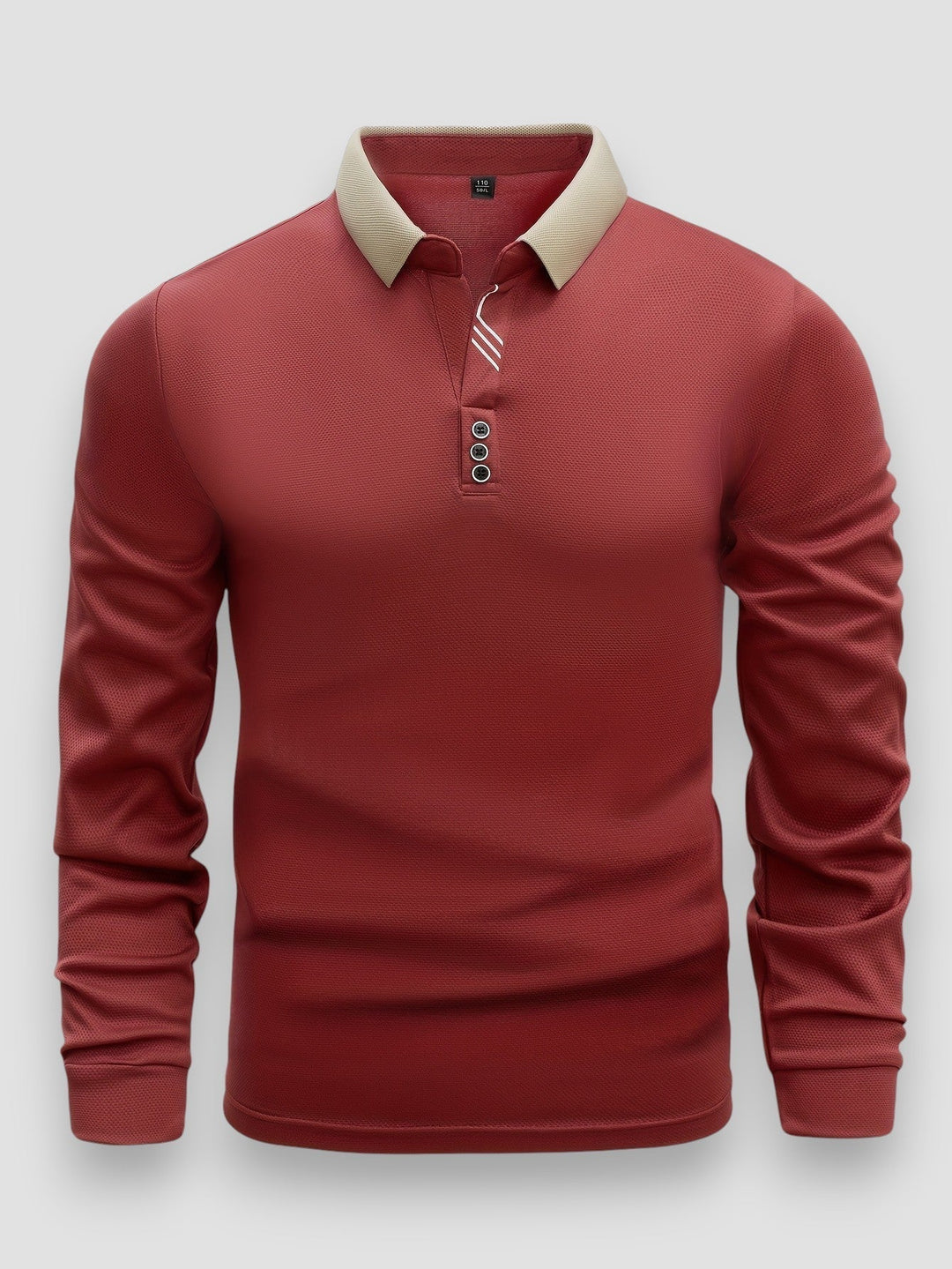 Men's Knit Long Sleeve Polo Shirt Top