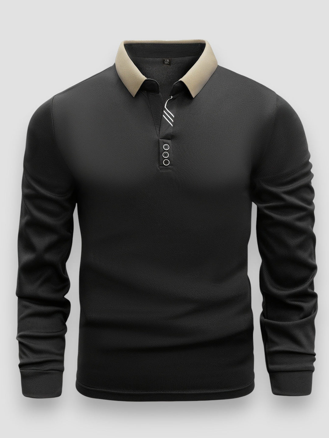 Men's Knit Long Sleeve Polo Shirt Top