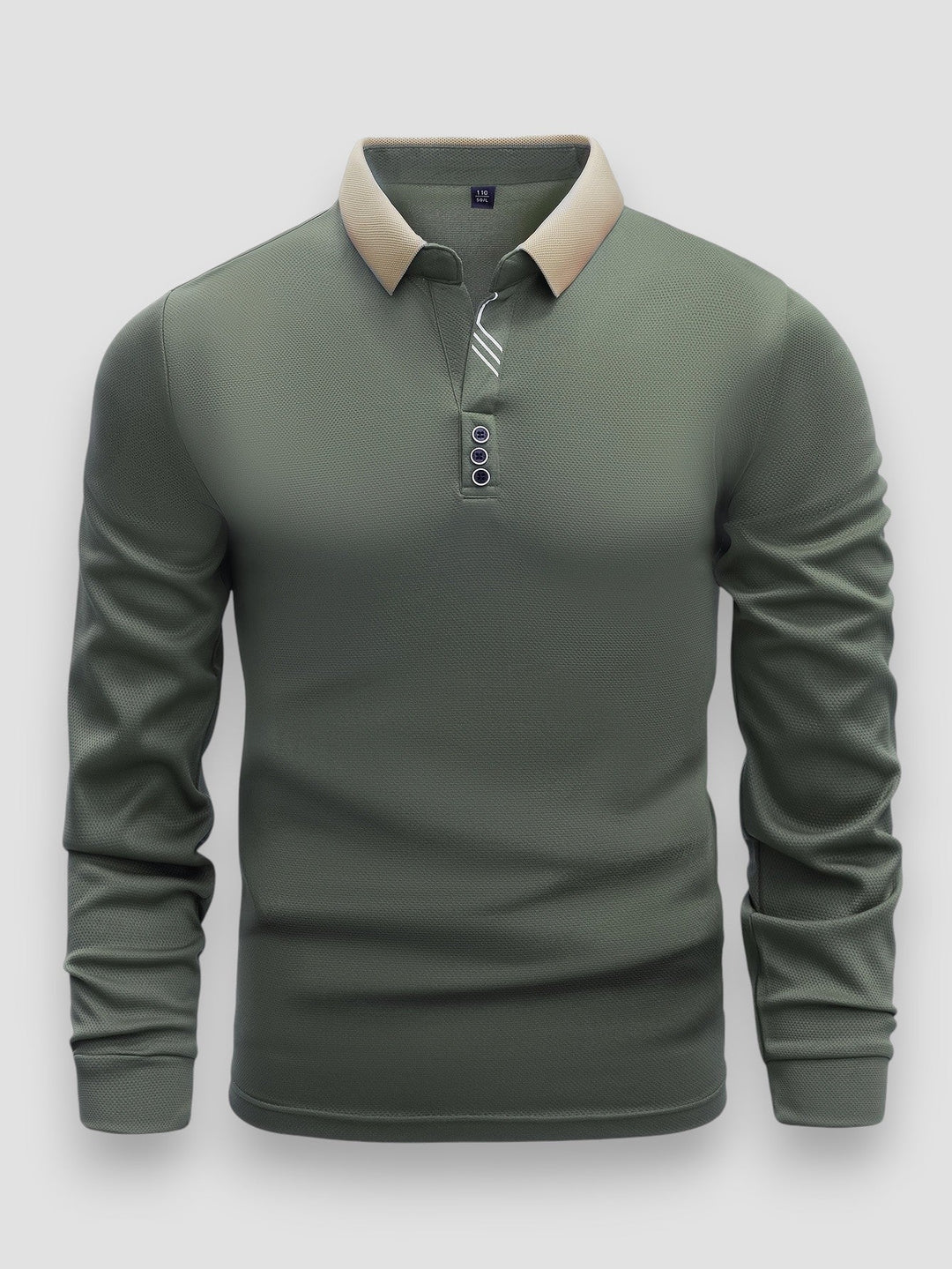 Men's Knit Long Sleeve Polo Shirt Top