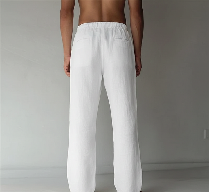Men's Linen Wide Leg Casual Drawstring Trousers