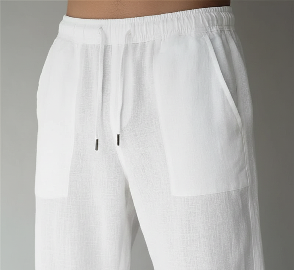 Men's Linen Wide Leg Casual Drawstring Trousers