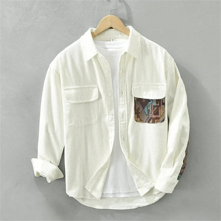 Men's Corduroy Patchwork Long-Sleeve Shacket
