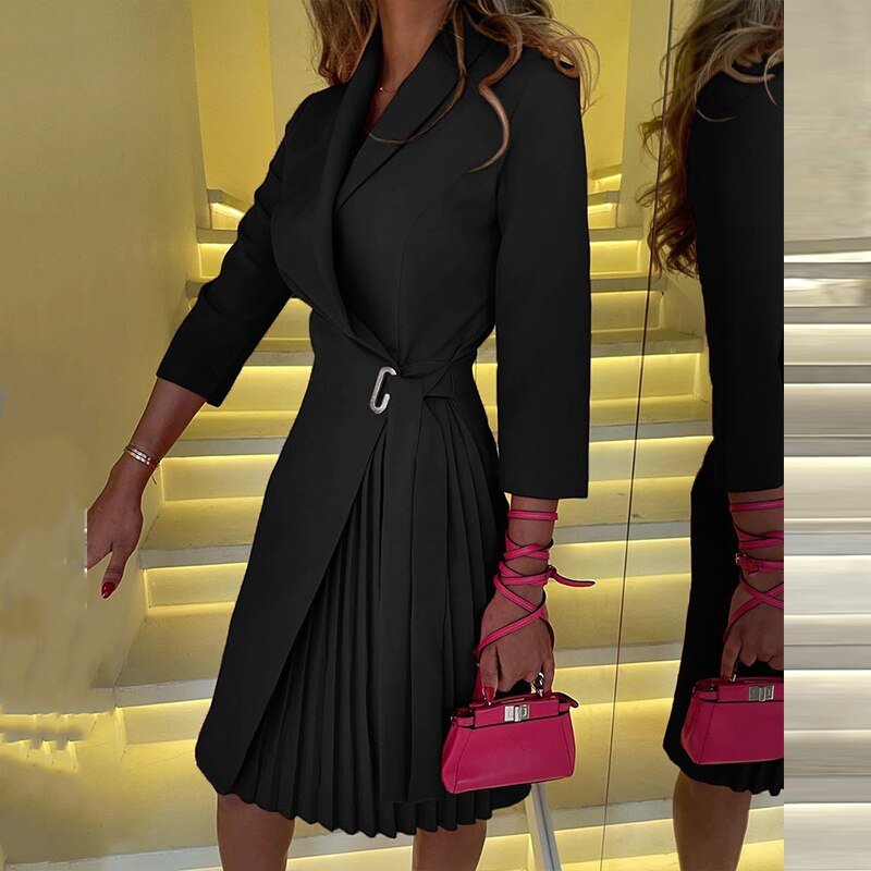 Women's Knit Houndstooth Wrap Blazer Dress