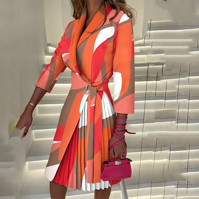 Women's Knit Houndstooth Wrap Blazer Dress