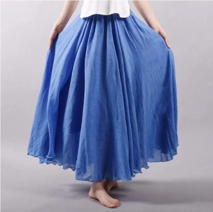 Longue jupe plissée fluide en mousseline pour femme