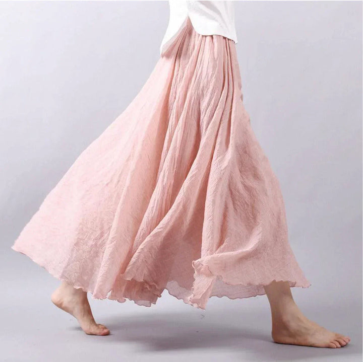Longue jupe plissée fluide en mousseline pour femme