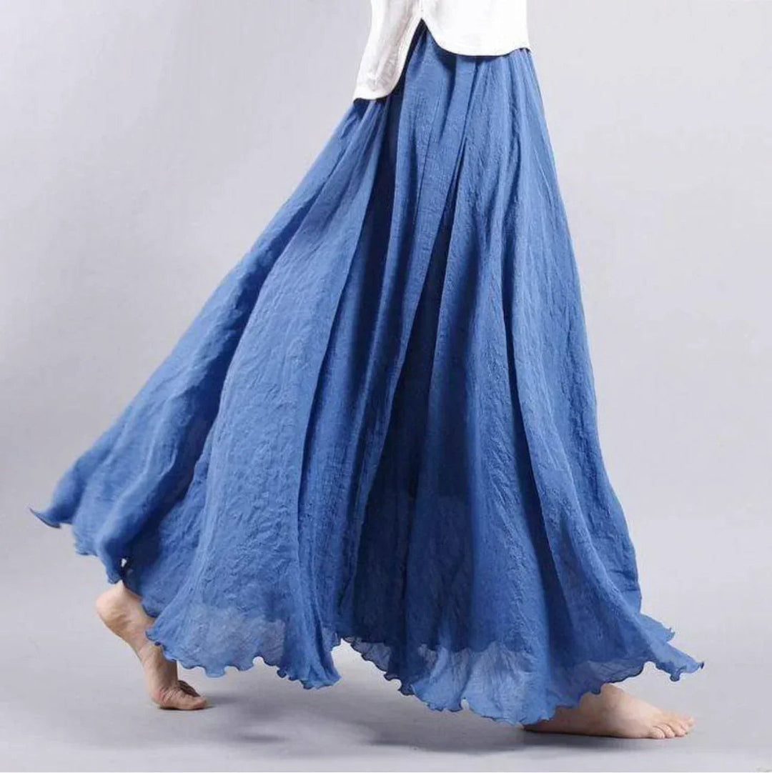 Longue jupe plissée fluide en mousseline pour femme