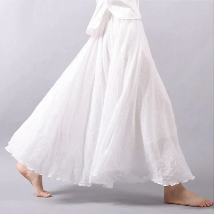 Longue jupe plissée fluide en mousseline pour femme