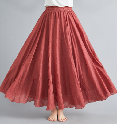 Longue jupe plissée fluide en mousseline pour femme
