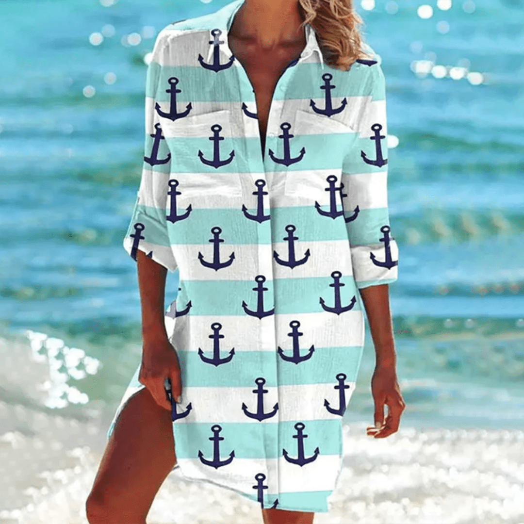 Women's Tie Dye Beach Cover Up Shirt Dress Swimwear