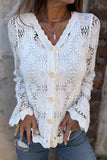 Women's Lace Knit Cardigan V-Neck Long Sleeve Top Outerwear