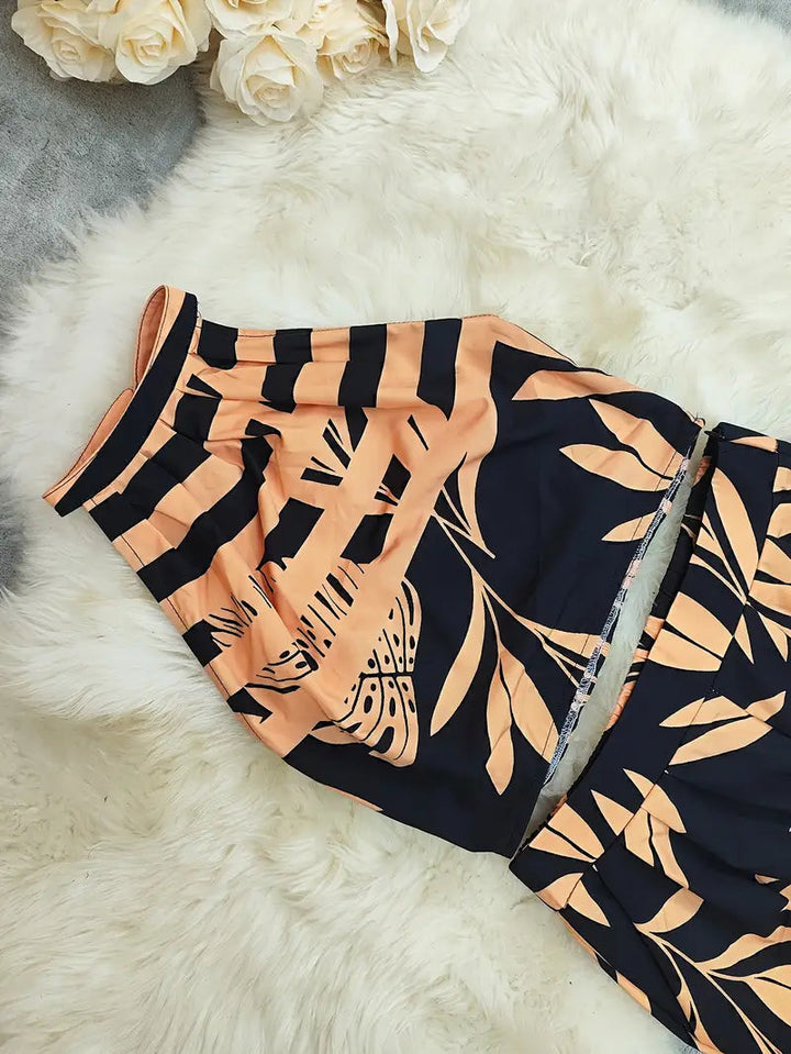 Women's Silk Halter Wide-Leg Two-Piece Set