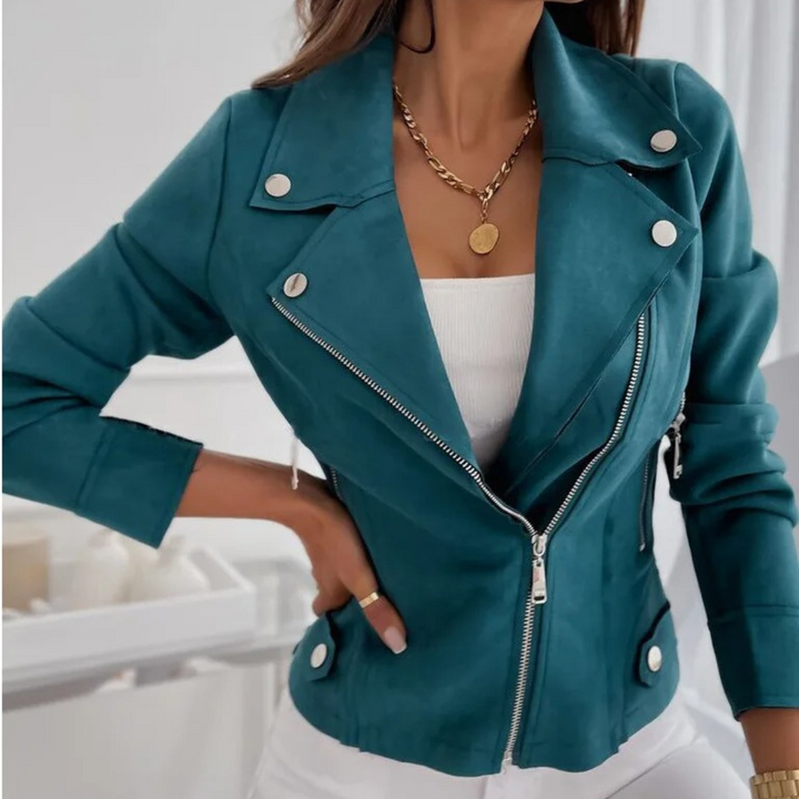 Women's Biker Jacket Leather Moto Coat Faux Suede Outerwear