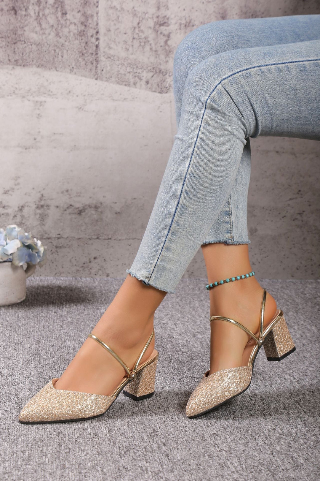 Women's Leather Pointed Block Heel Pumps Toe Mary Jane Shoes