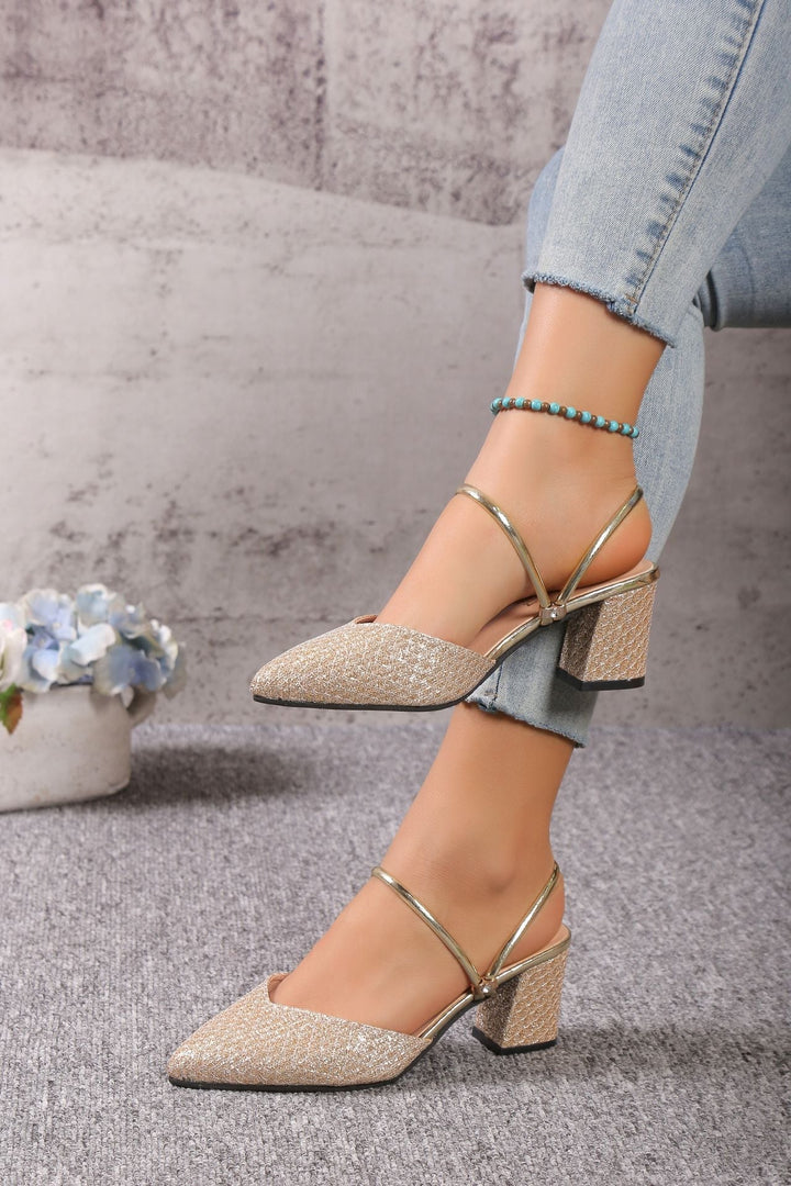 Women's Leather Pointed Block Heel Pumps Toe Mary Jane Shoes