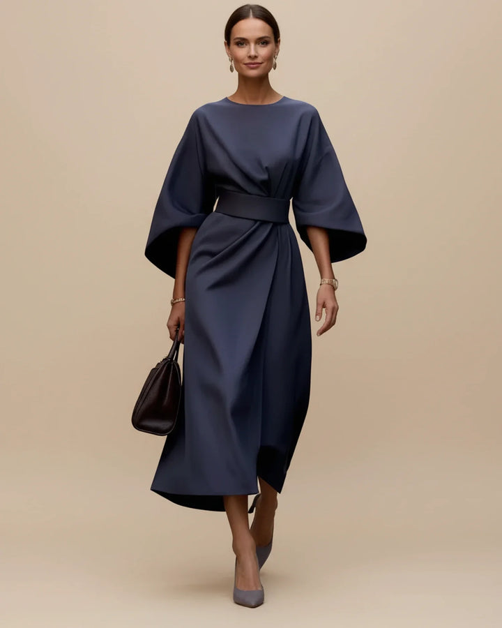Women's Silk Belted Wrap Midi Dress