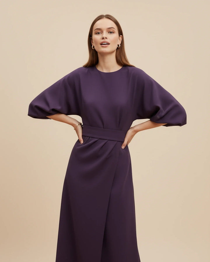 Women's Silk Belted Wrap Midi Dress