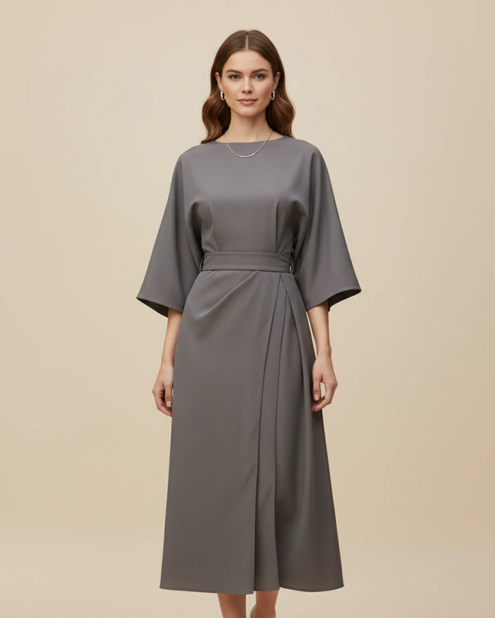 Women's Silk Belted Wrap Midi Dress