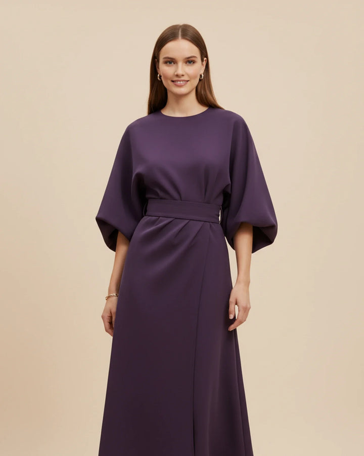 Women's Silk Belted Wrap Midi Dress