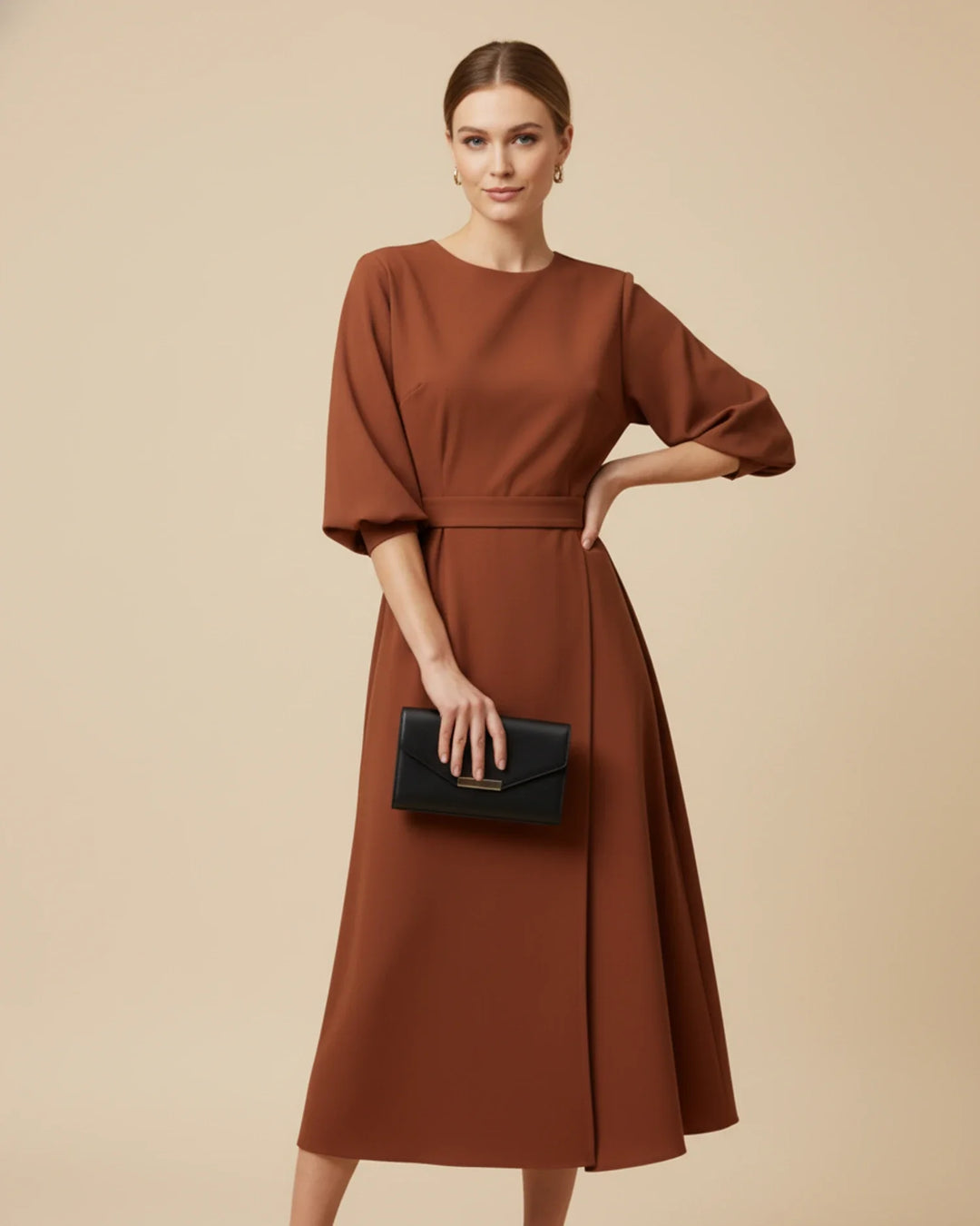 Women's Silk Belted Wrap Midi Dress