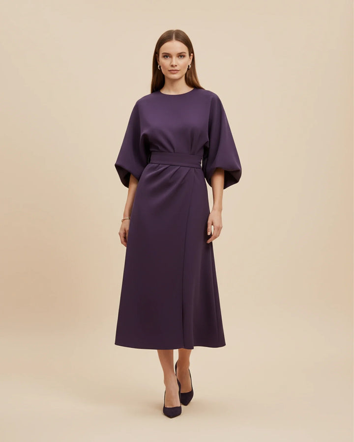 Women's Silk Belted Wrap Midi Dress