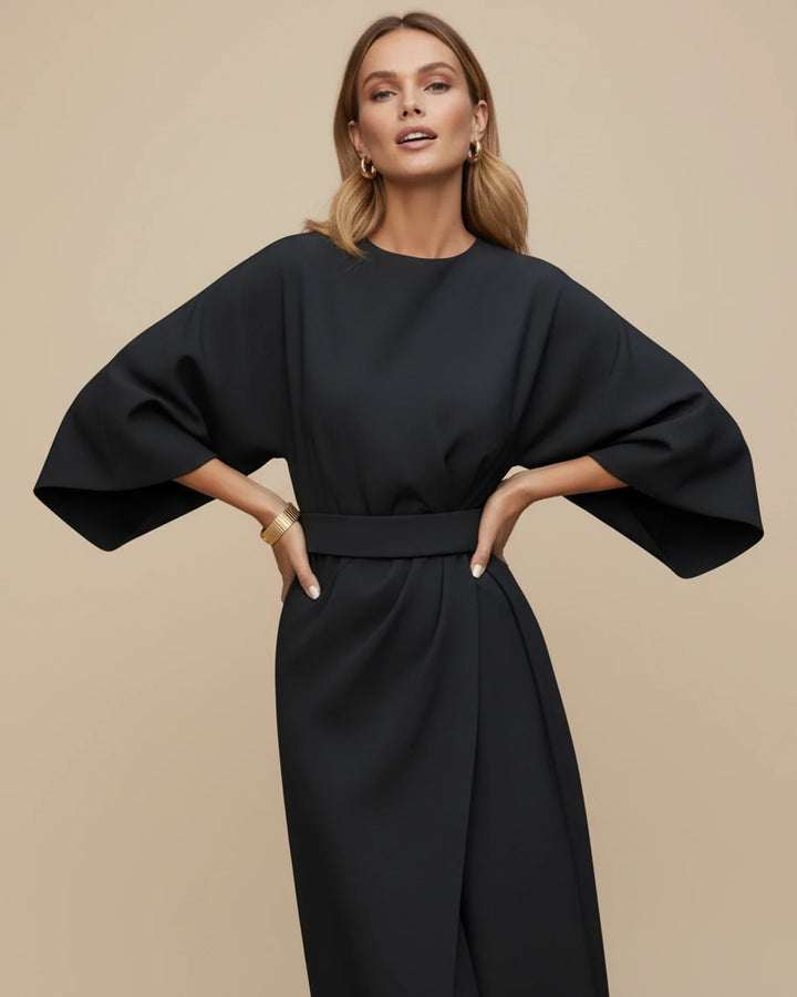 Women's Silk Belted Wrap Midi Dress