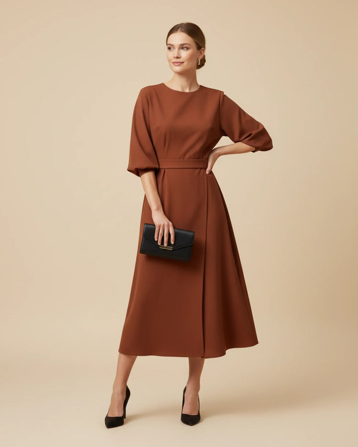 Women's Silk Belted Wrap Midi Dress
