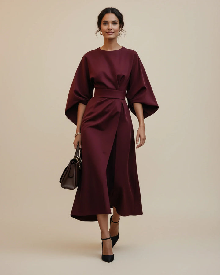 Women's Silk Belted Wrap Midi Dress